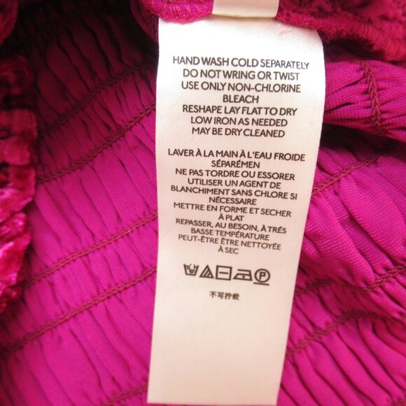 By Anthropologie Puff-Sleeved Velvet Blouse Jeweltone Pink - Small - Picture 8 of 9